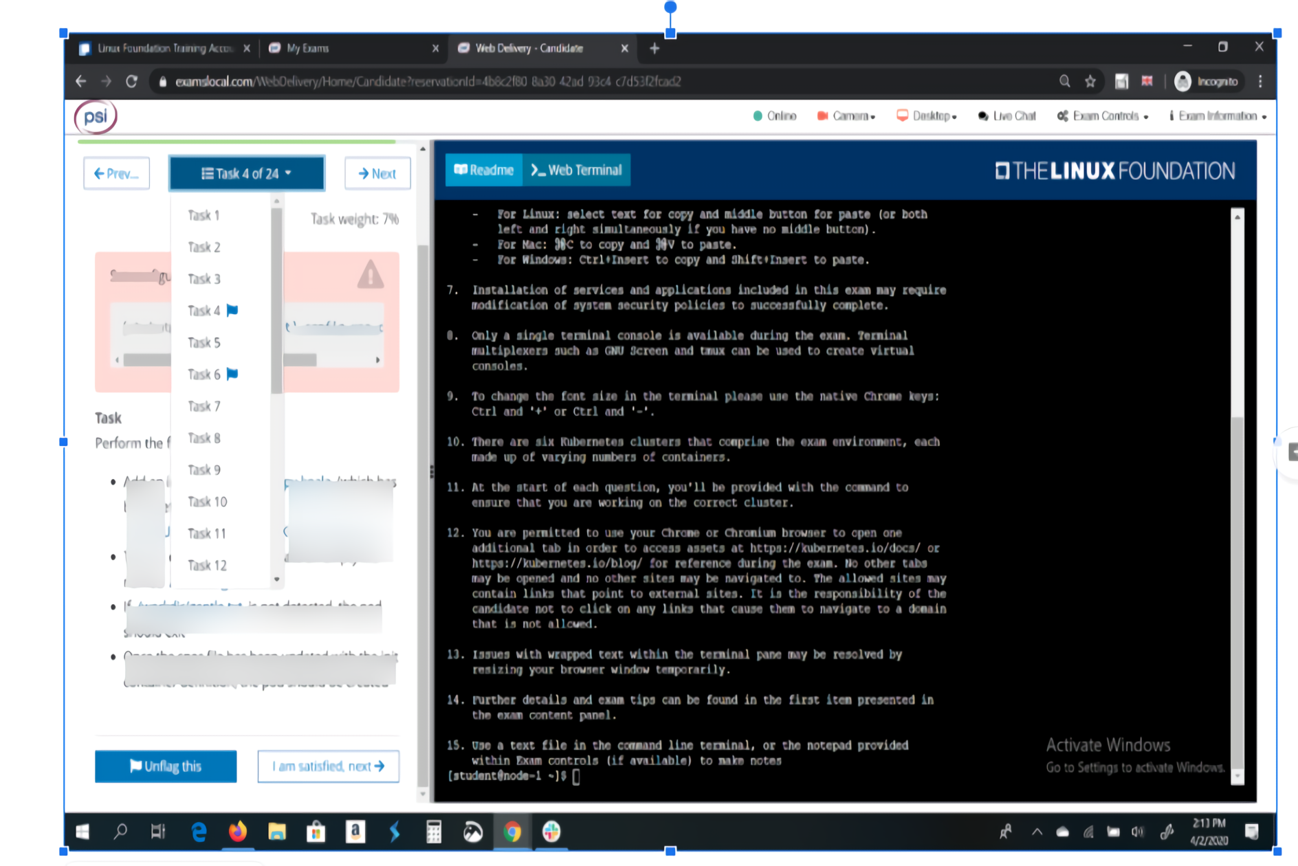 Exam User Interface